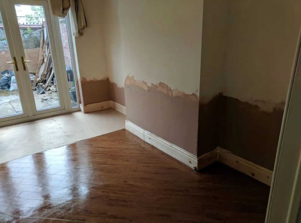 A chimney breast and both alcoves replastered.